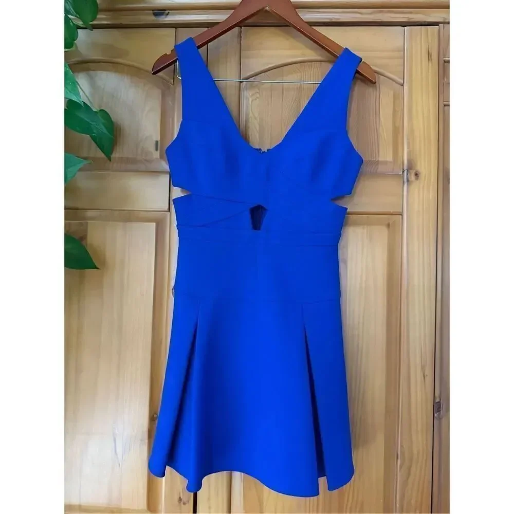 BCBG MaxAzria Harlie Blue Sleeveless Cutout Mini Dress Size 4